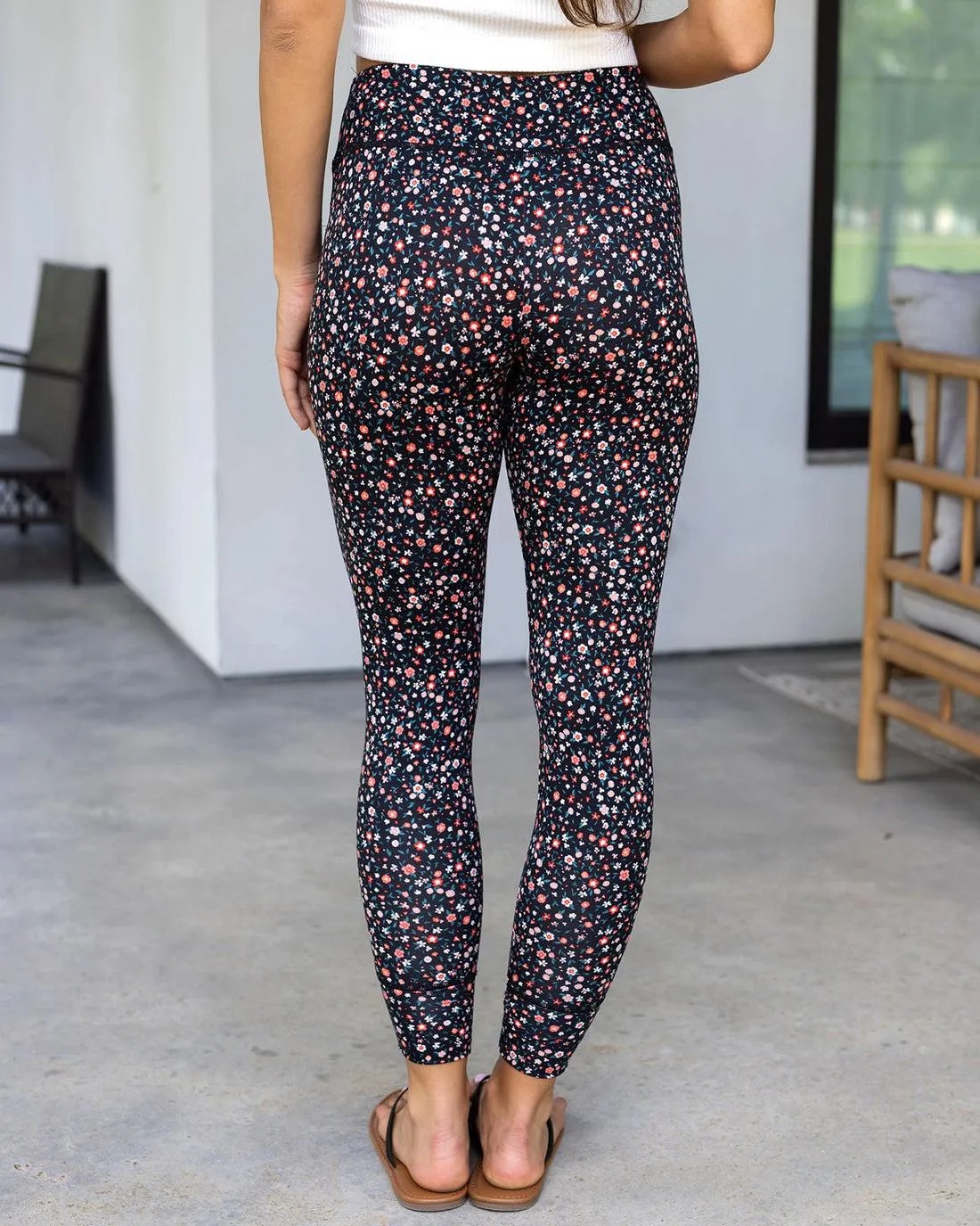 Grace & Lace Summer Weight Live-In Loungers- Black Mini Floral