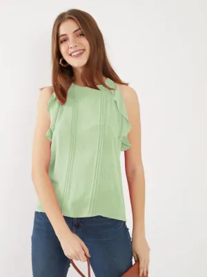 Green Solid Halter Neck Top
