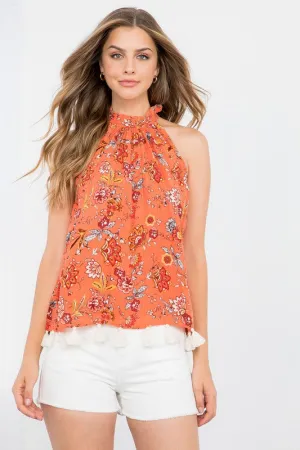 Halter Floral Stripe Top