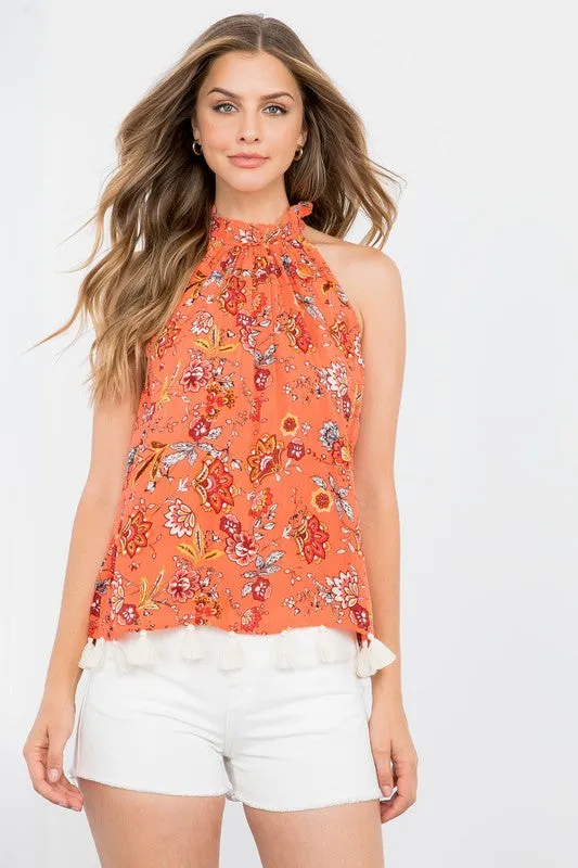 Halter Floral Stripe Top