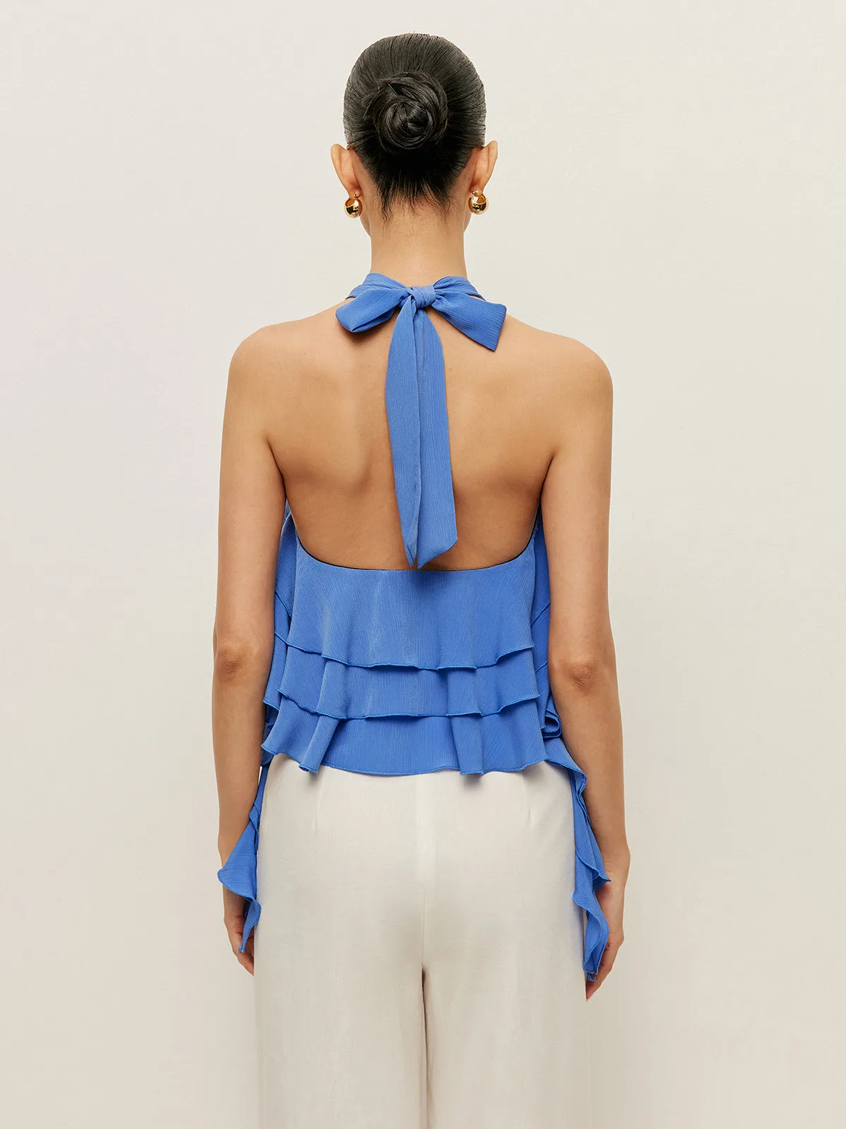 Halter Neck Ruffled Top