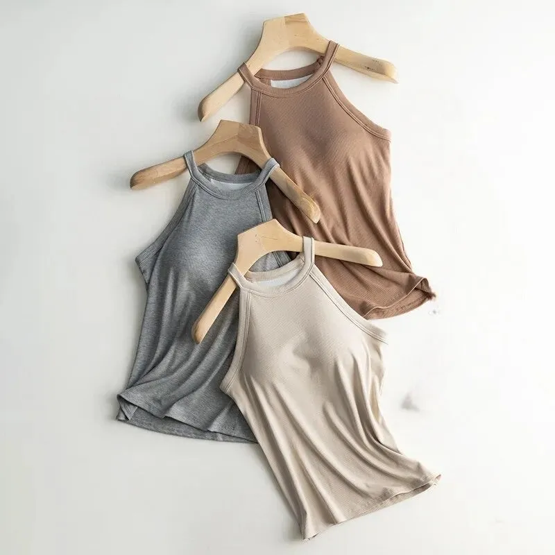 Halter Neck Shirt with Built In Bra