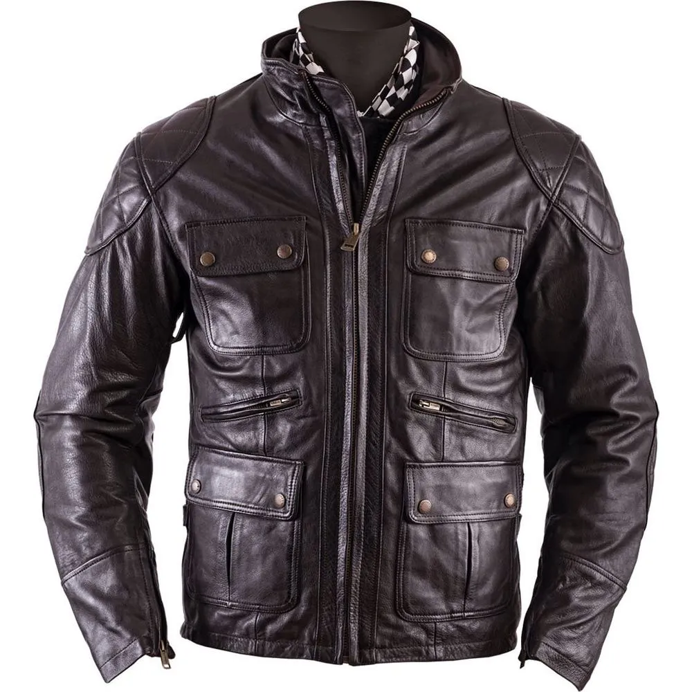 Helstons Hunt Rag Leather Jacket Brown