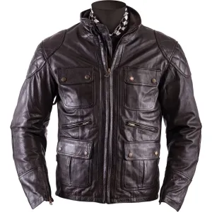 Helstons Hunt Rag Leather Jacket Brown