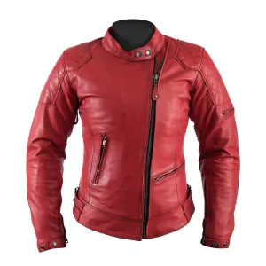 HELSTONS KS70 WOMENS LEATHER MOTORCYCLE JACKET - RED