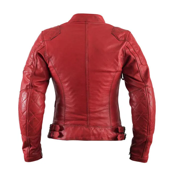 HELSTONS KS70 WOMENS LEATHER MOTORCYCLE JACKET - RED