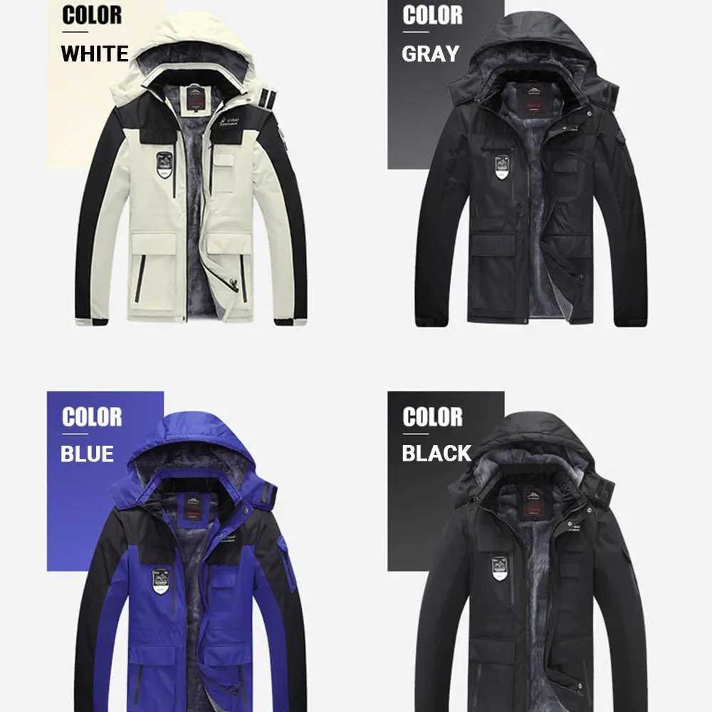 HEROBIKER Winter Skiing Jacket Man Cold Protection Windproof Motorcycle Jacket Rainproof Fleece Cotton Chaqueta Hooded Jaqueta