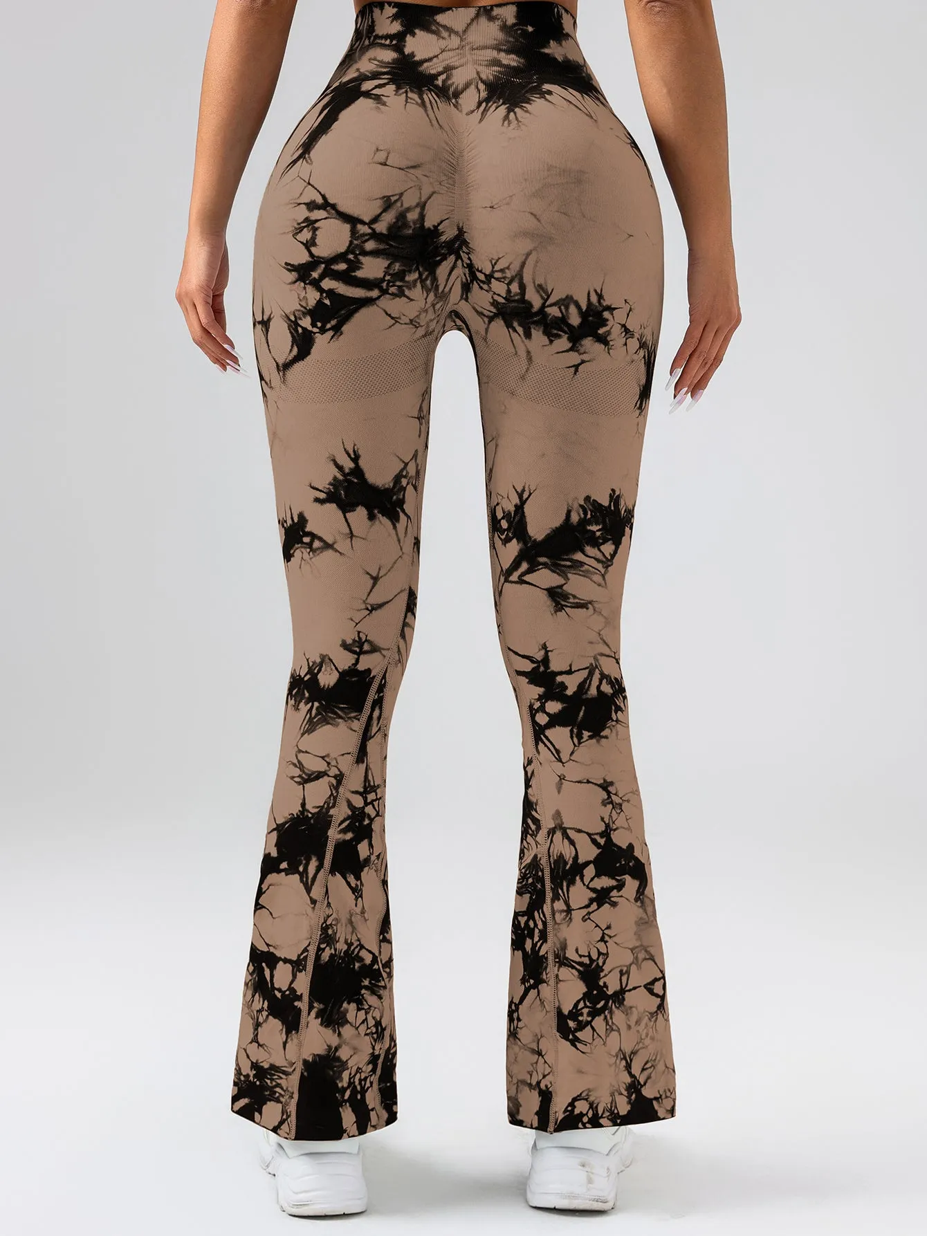 High-Waist Tummy Control Flare Yoga Pants For Women, Tie-Dye Stretch Slimming Bootcut Workout Pants, Fitness & Sports Activewear
