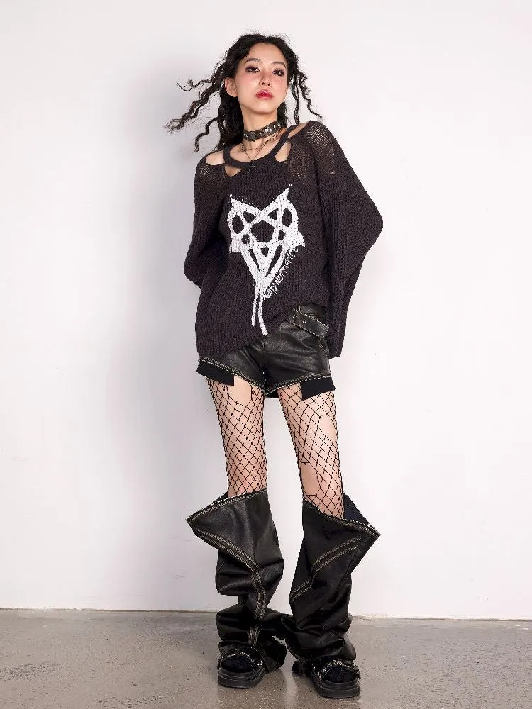 Hollow Off-shoulder Halter Sweater