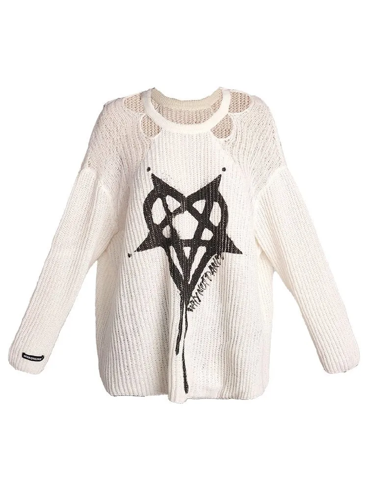 Hollow Off-shoulder Halter Sweater