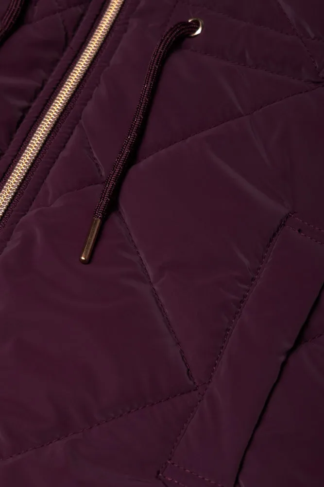 Hooded Puffer Jacket Burgundy