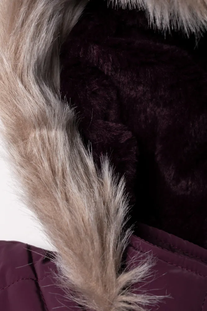 Hooded Puffer Jacket Burgundy