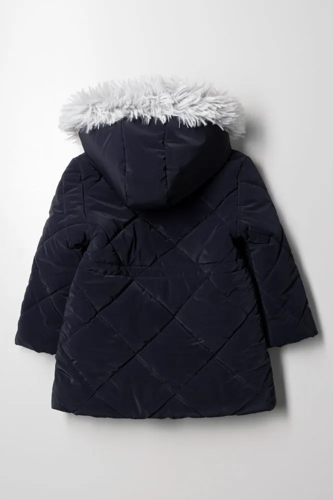 Hooded Puffer Jacket Navy