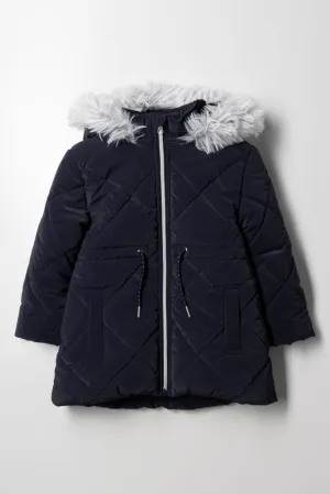 Hooded Puffer Jacket Navy