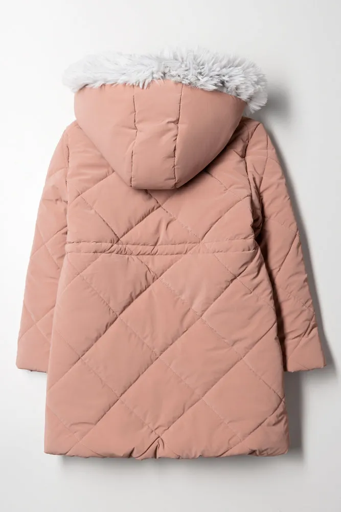 Hooded Puffer Jacket Pink