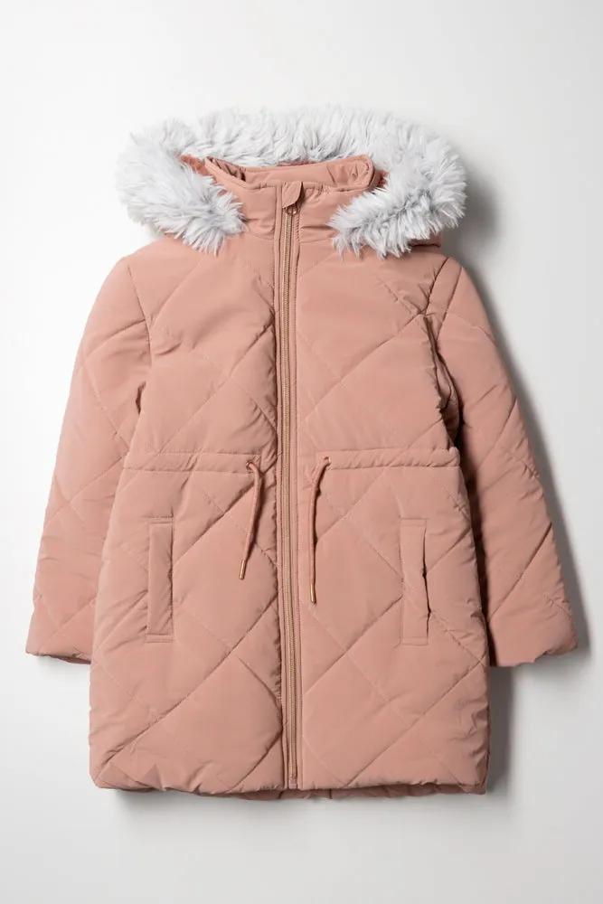 Hooded Puffer Jacket Pink
