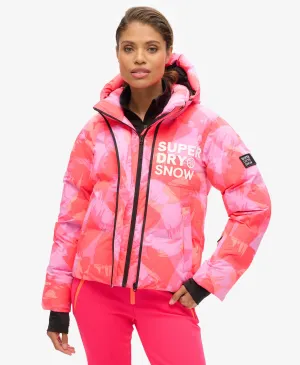 Hooded Ski Boxy Puffer Jacket | Brush Camo Coral