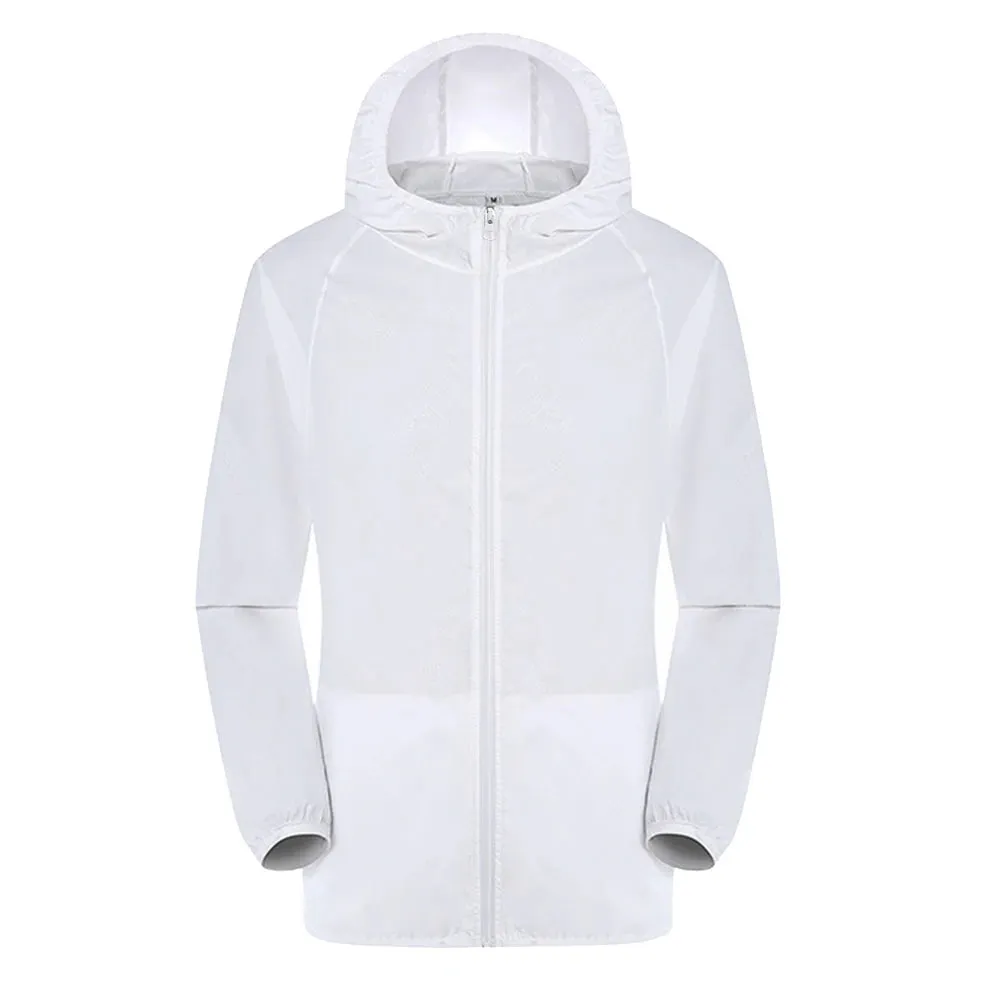 Hooded Sunbreaker Coat Women Men Windbreaker Jacket Waterproof UV Quick Dry Skin Ultra-Light Rainproof Breathable With Pocket