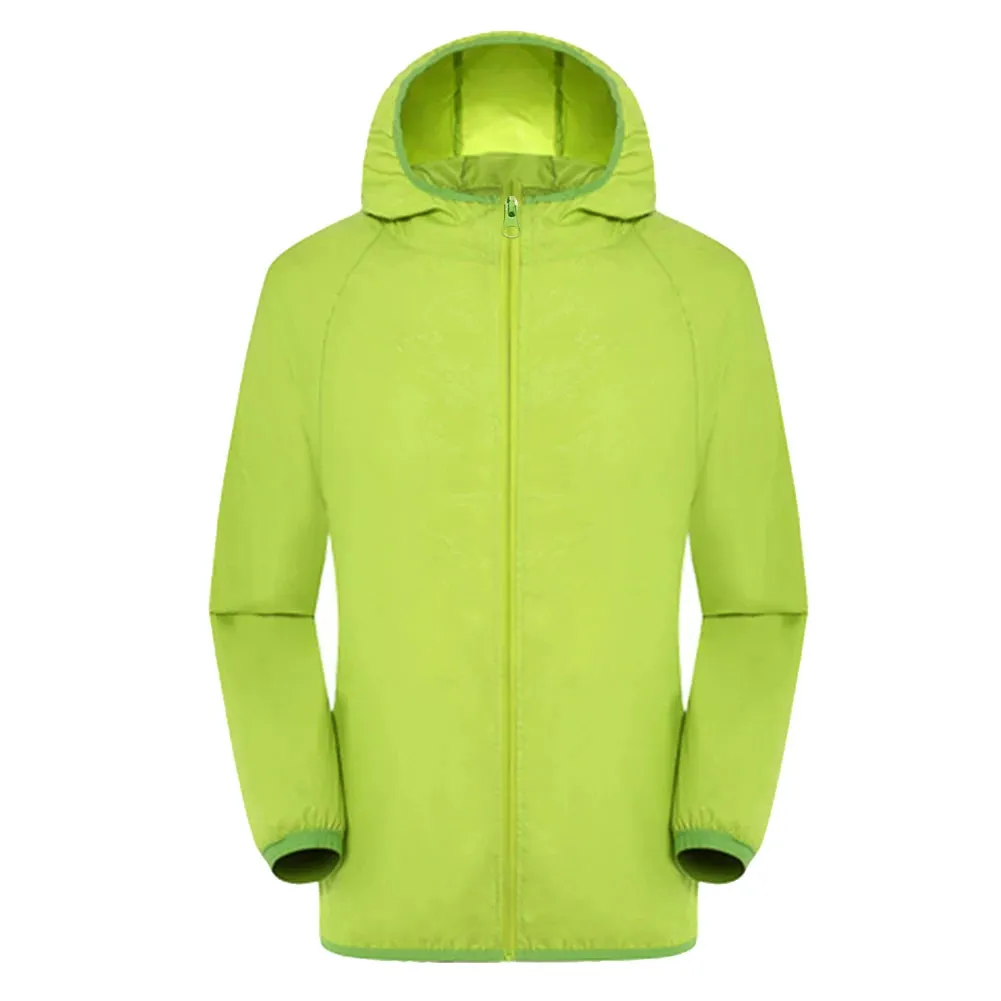 Hooded Sunbreaker Coat Women Men Windbreaker Jacket Waterproof UV Quick Dry Skin Ultra-Light Rainproof Breathable With Pocket