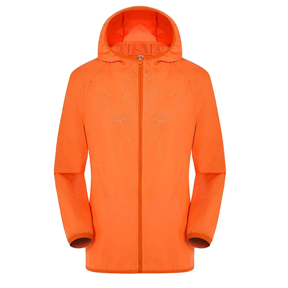 Hooded Sunbreaker Coat Women Men Windbreaker Jacket Waterproof UV Quick Dry Skin Ultra-Light Rainproof Breathable With Pocket