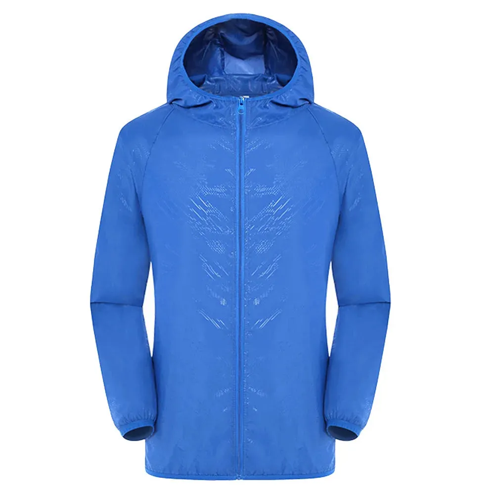 Hooded Sunbreaker Coat Women Men Windbreaker Jacket Waterproof UV Quick Dry Skin Ultra-Light Rainproof Breathable With Pocket