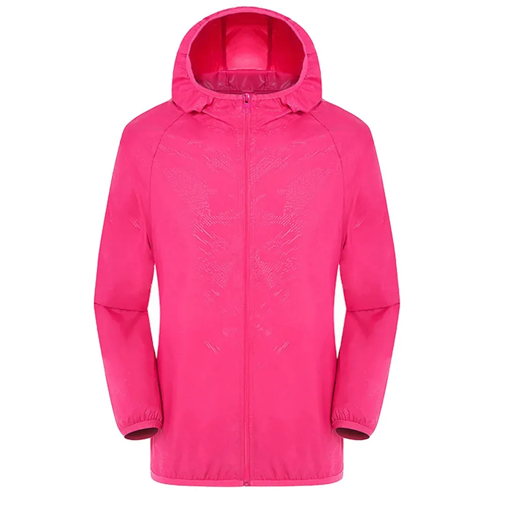 Hooded Sunbreaker Coat Women Men Windbreaker Jacket Waterproof UV Quick Dry Skin Ultra-Light Rainproof Breathable With Pocket