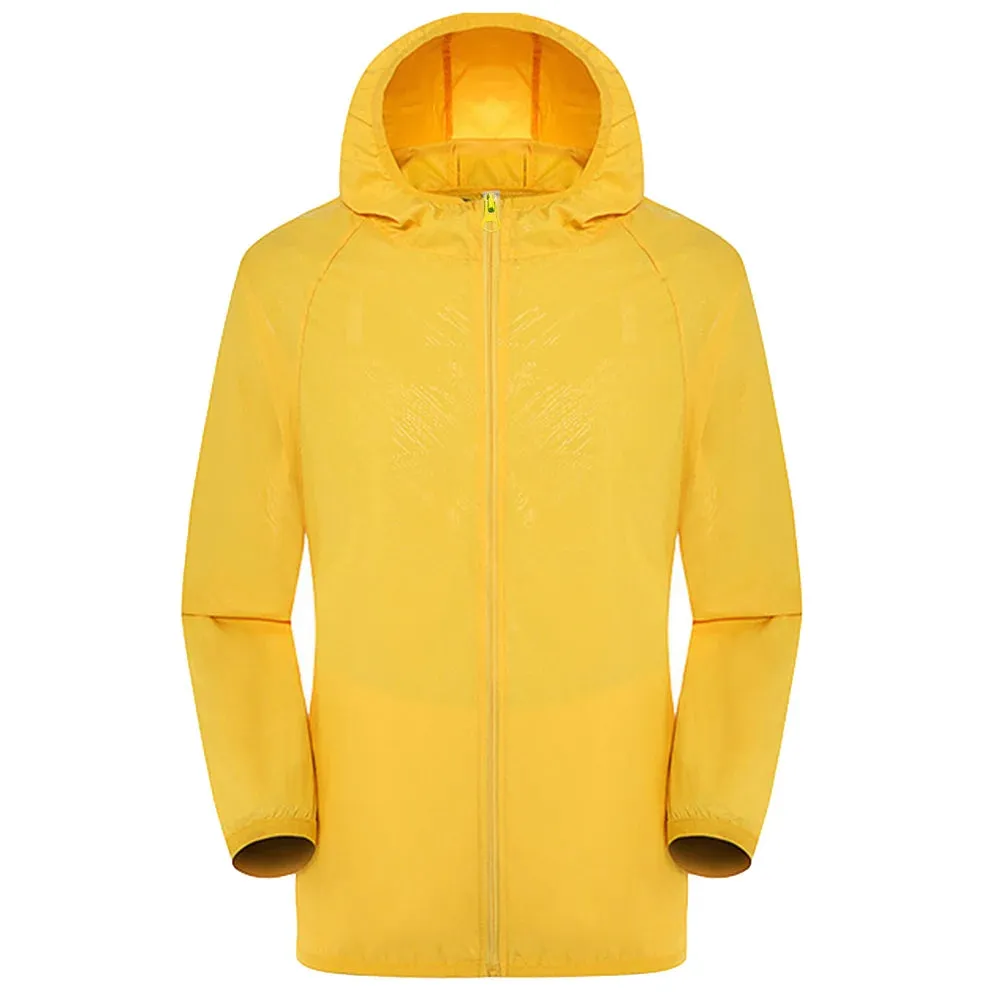 Hooded Sunbreaker Coat Women Men Windbreaker Jacket Waterproof UV Quick Dry Skin Ultra-Light Rainproof Breathable With Pocket