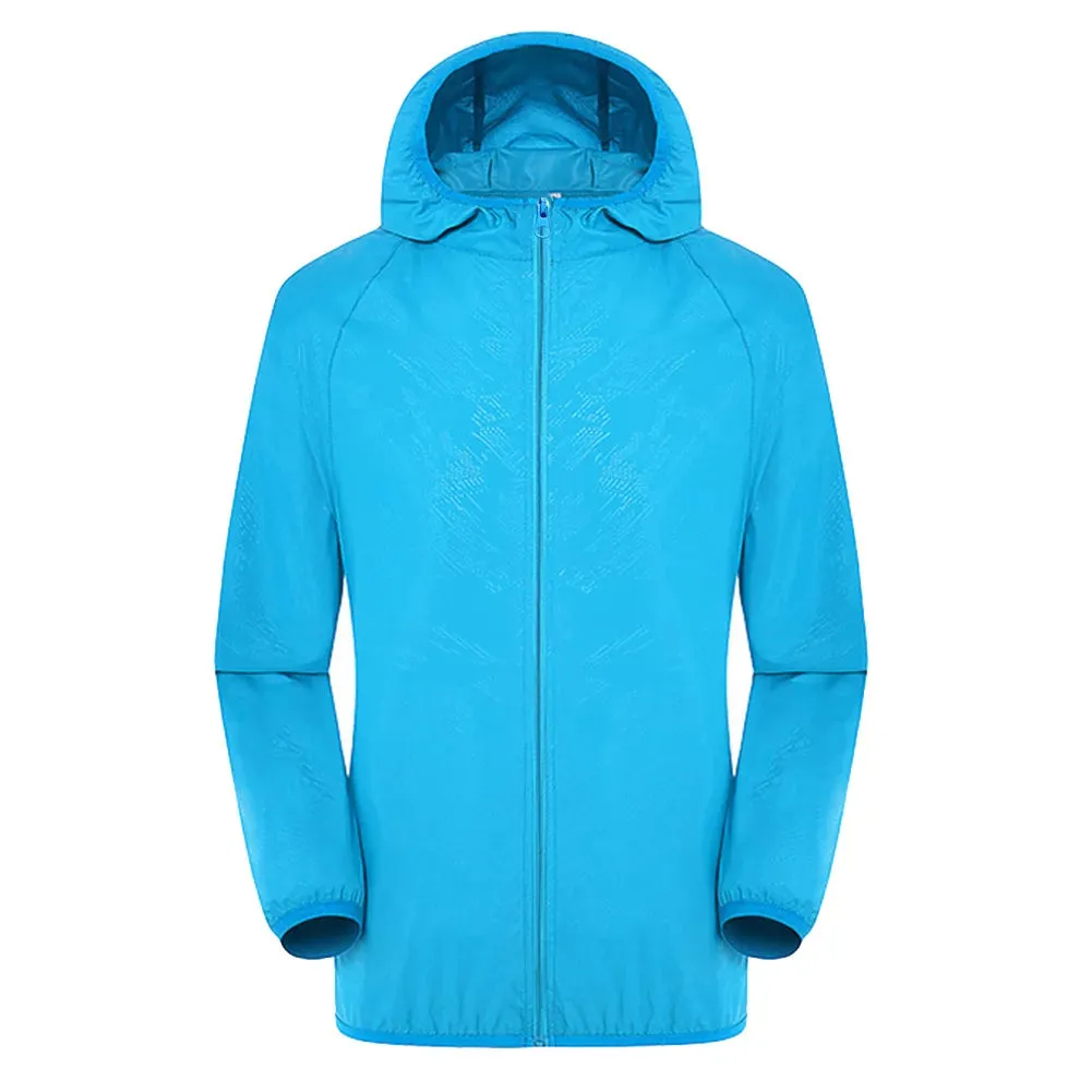 Hooded Sunbreaker Coat Women Men Windbreaker Jacket Waterproof UV Quick Dry Skin Ultra-Light Rainproof Breathable With Pocket