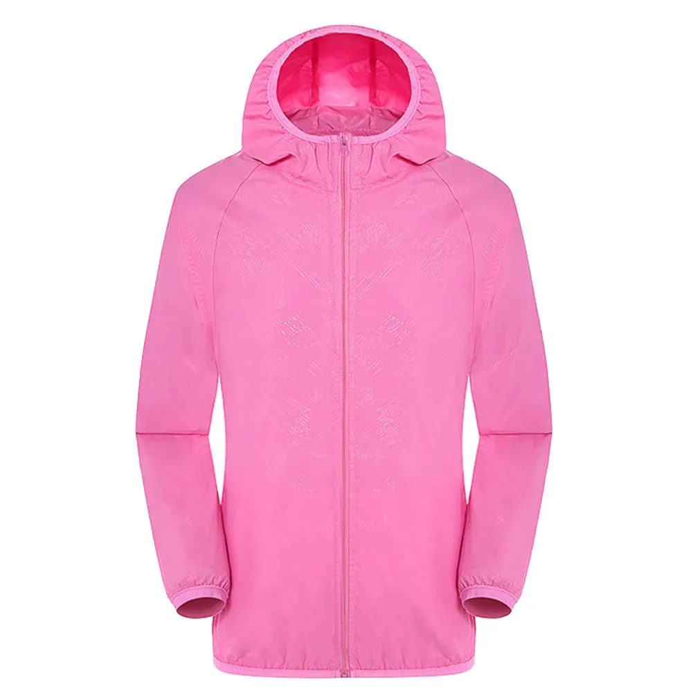 Hooded Sunbreaker Coat Women Men Windbreaker Jacket Waterproof UV Quick Dry Skin Ultra-Light Rainproof Breathable With Pocket