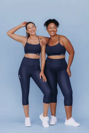 invisiSweat 3/4 Length Tights - High Waisted Statement Navy (size down)