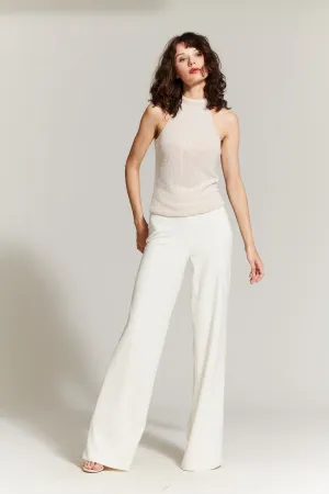 IVORY PEARL AND BLACK PEARL ENCRUSTED SLEEVELESS MOCK NECK