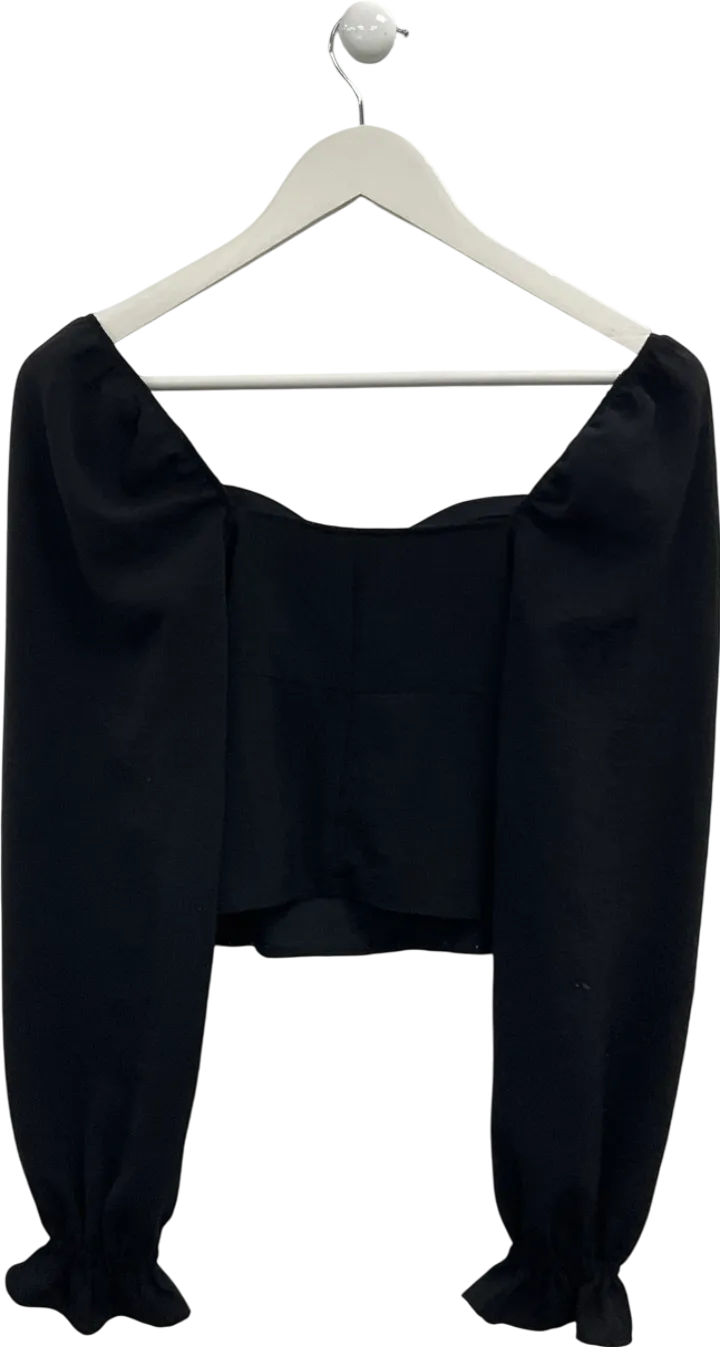 Jack wills Black Sweetheart Neck Long Sleeve Top UK 8
