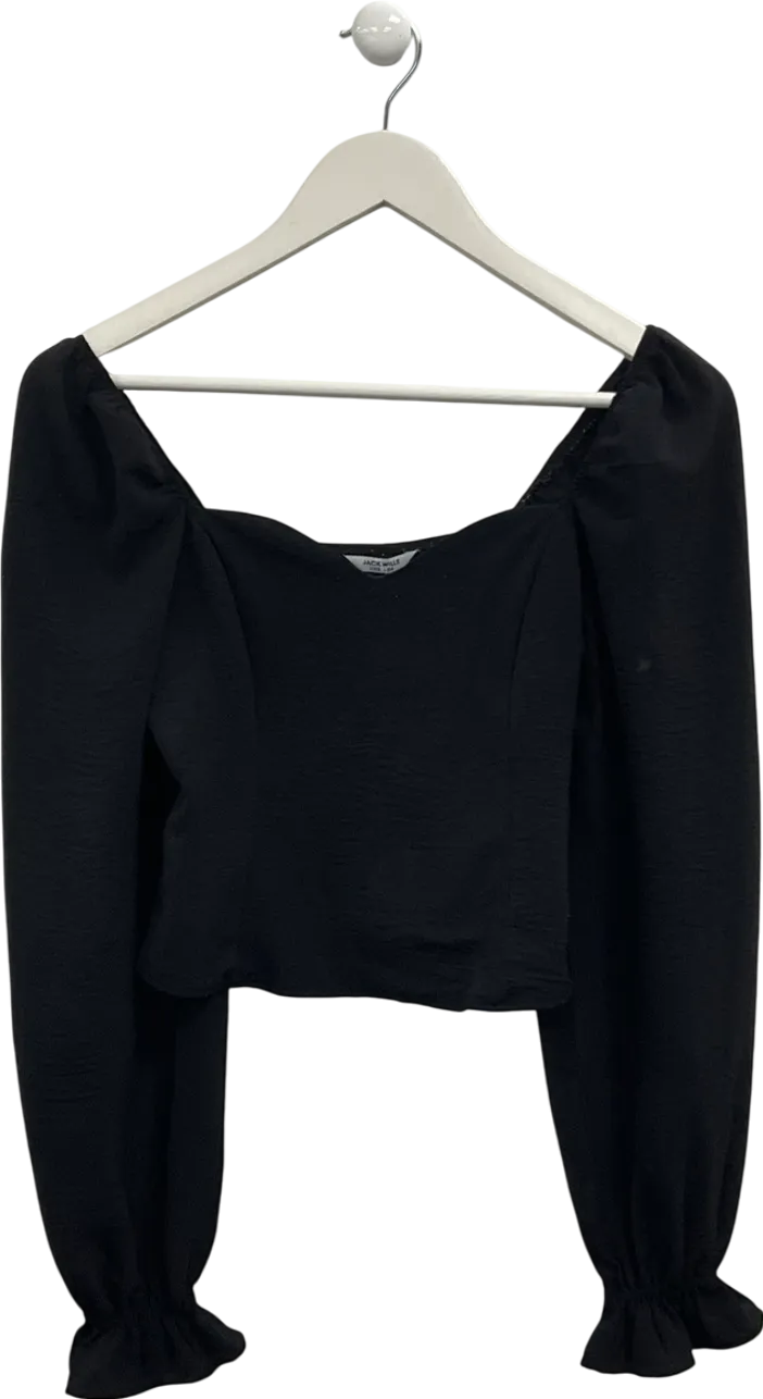 Jack wills Black Sweetheart Neck Long Sleeve Top UK 8