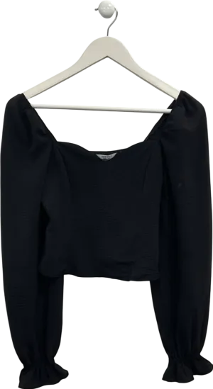 Jack wills Black Sweetheart Neck Long Sleeve Top UK 8