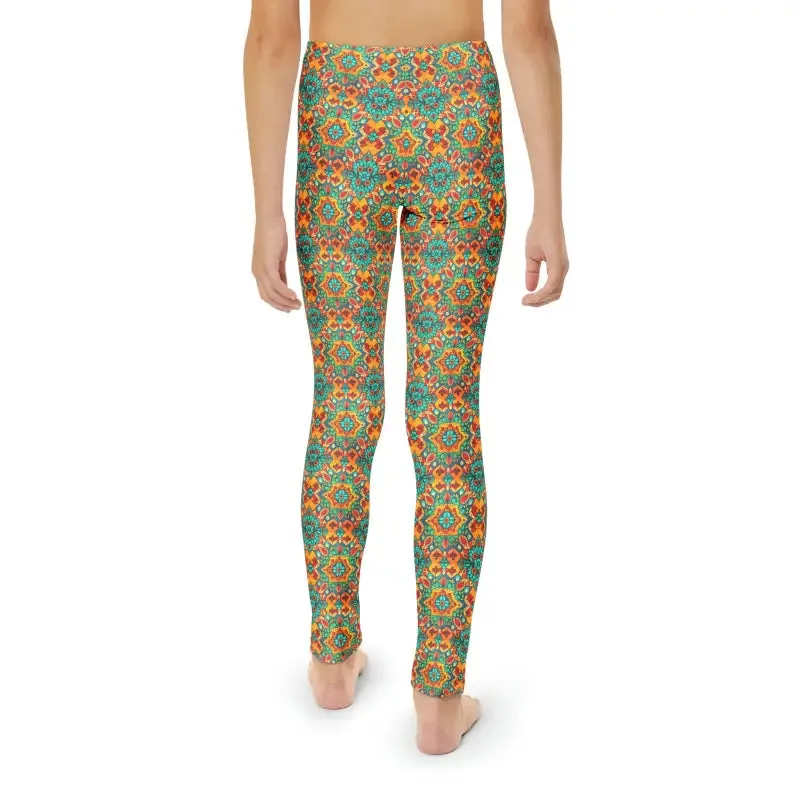 Kids Rainbow Length Leggings with Colorful Pattern