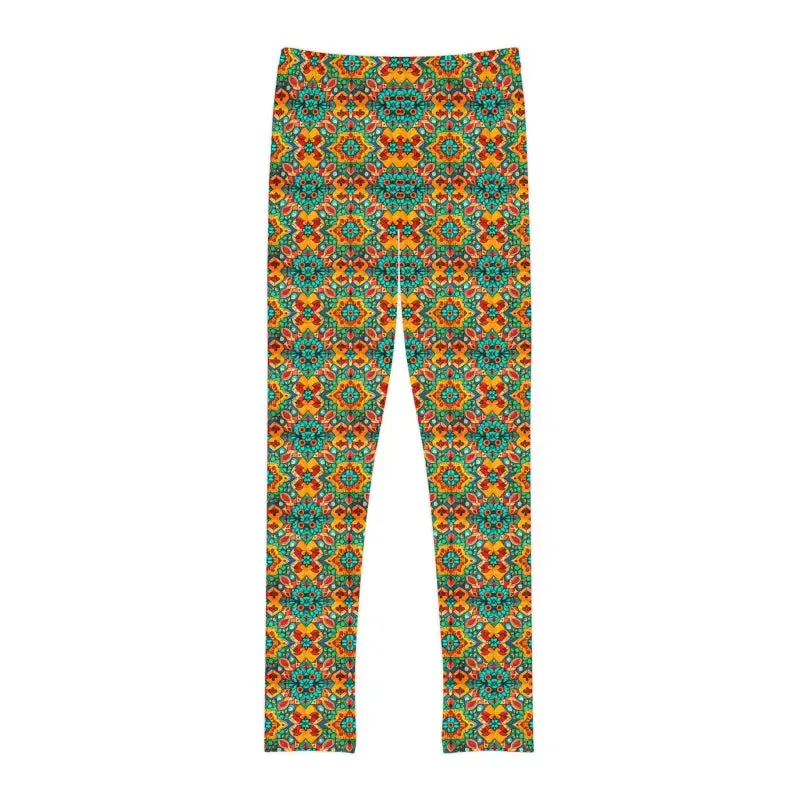 Kids Rainbow Length Leggings with Colorful Pattern
