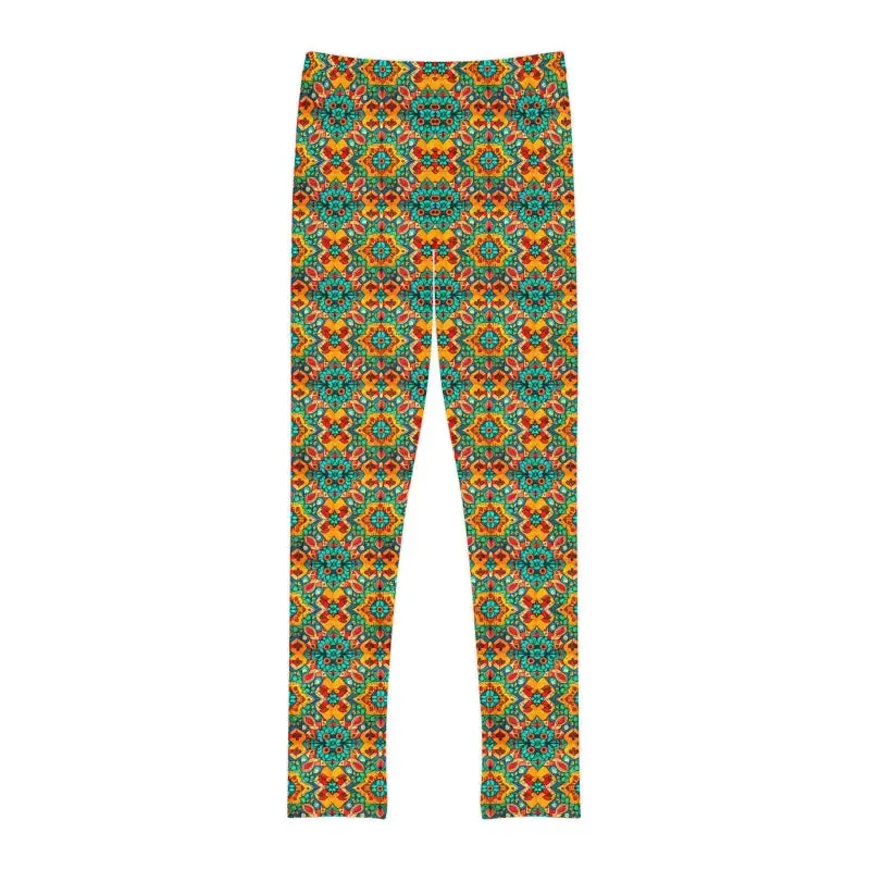 Kids Rainbow Length Leggings with Colorful Pattern