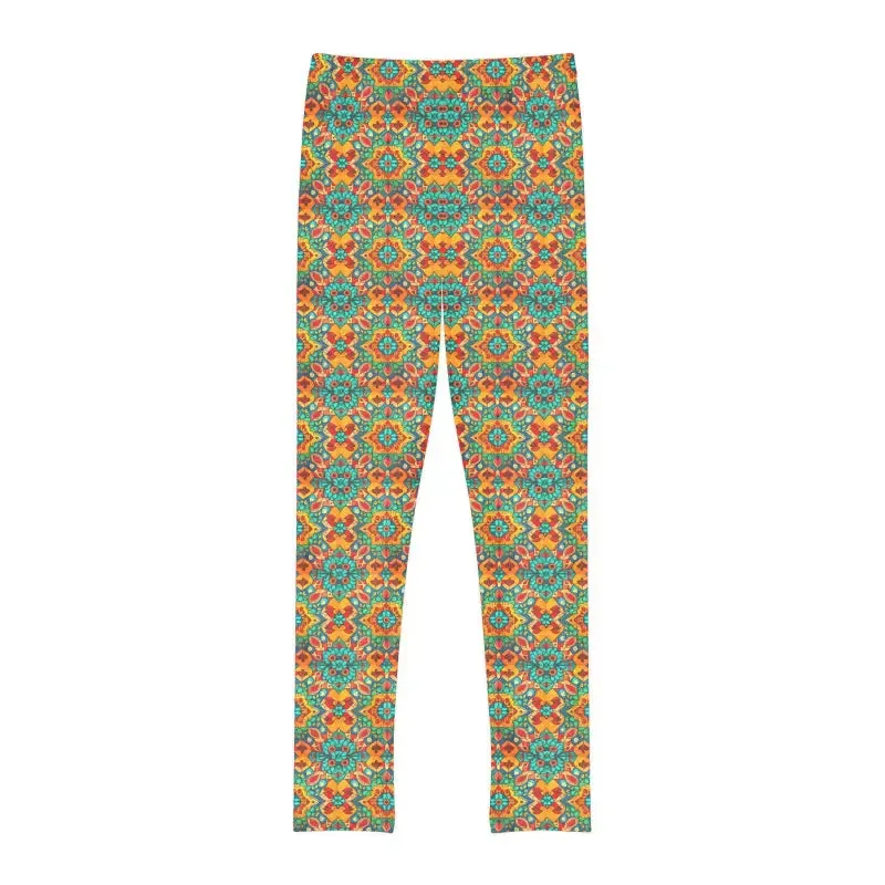 Kids Rainbow Length Leggings with Colorful Pattern