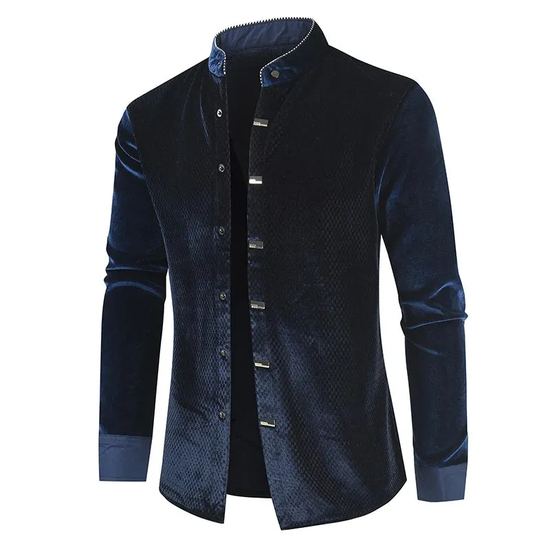 Korean Fashion Men's Long Sleeve Street Dress Shirt