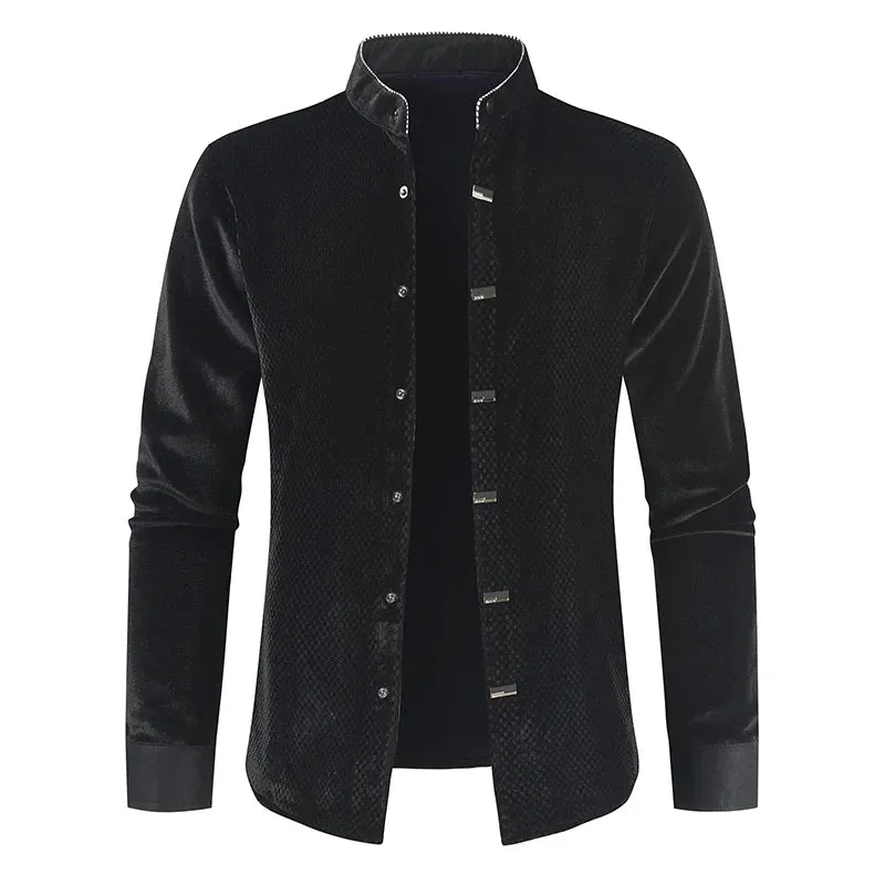 Korean Fashion Men's Long Sleeve Street Dress Shirt