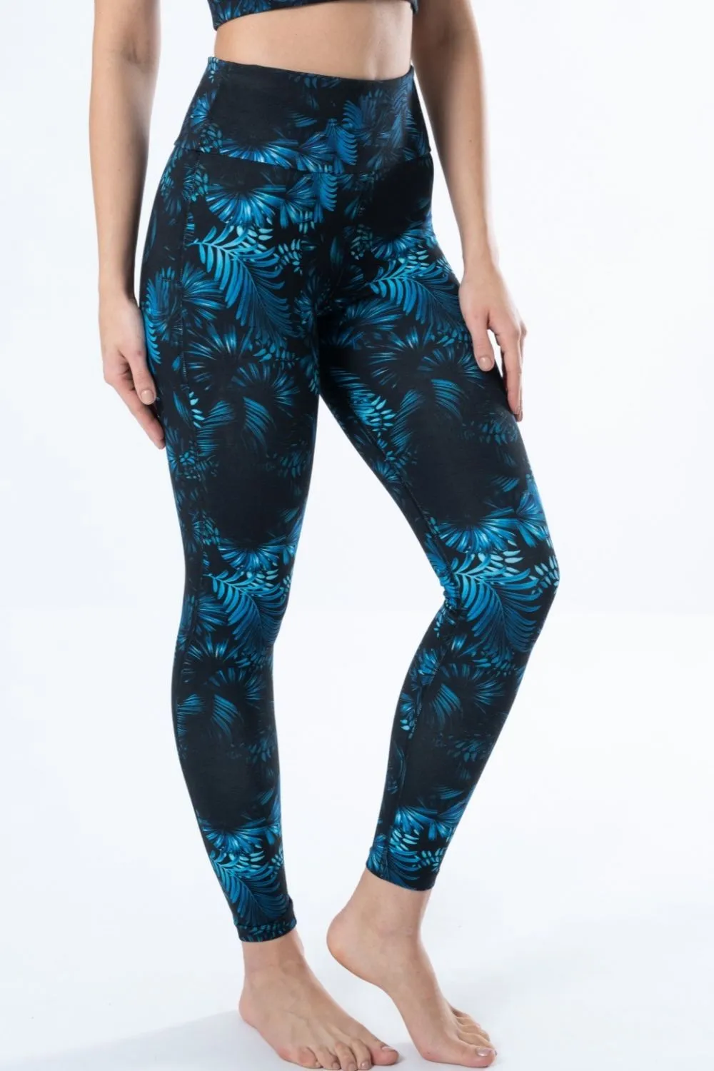 Leaf Print Full-Length Bamboo Leggings