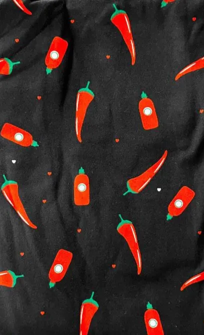 Leggings - Black Red Chilis and Hot Sauce