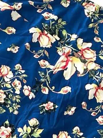 Leggings - Blue Cream and Pink Roses