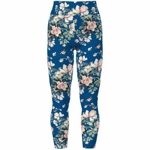 Leggings - Blue Cream and Pink Roses
