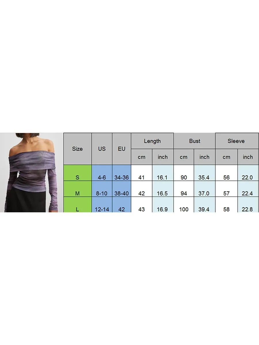 Long Sleeve Mesh Off Shoulder Top