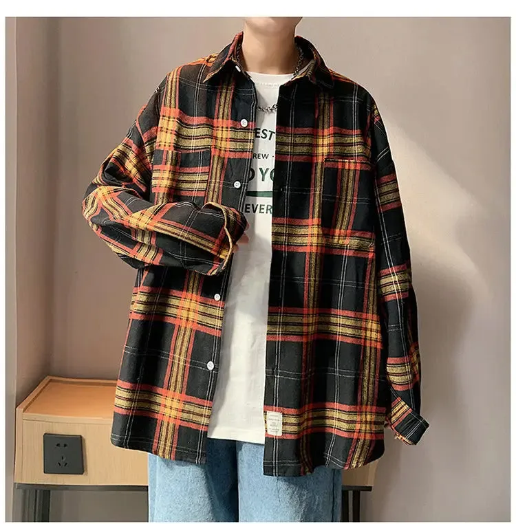 Long Sleeve Vintage Plaid Flannel Shirts