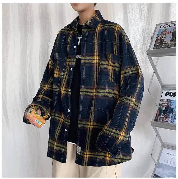 Long Sleeve Vintage Plaid Flannel Shirts