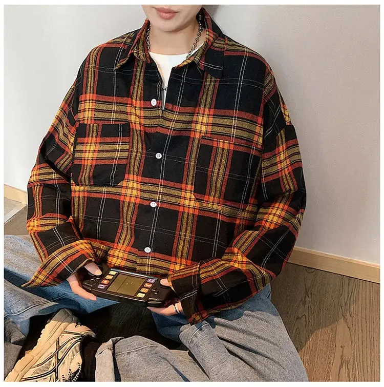 Long Sleeve Vintage Plaid Flannel Shirts