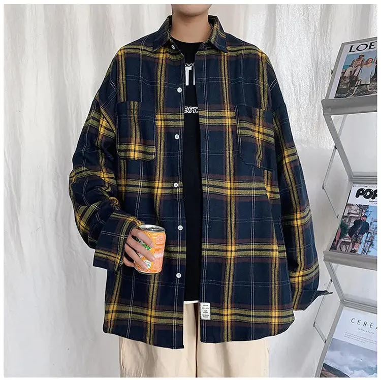 Long Sleeve Vintage Plaid Flannel Shirts