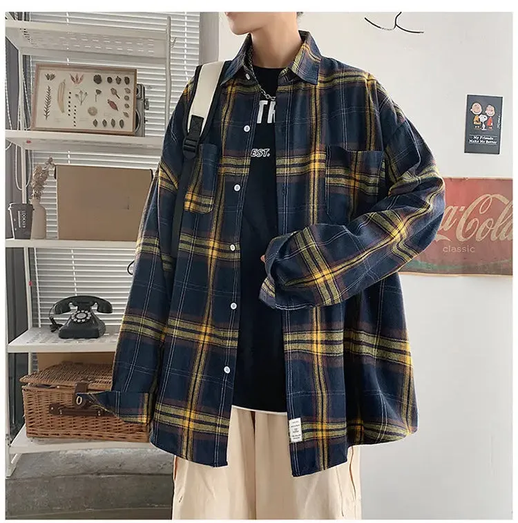 Long Sleeve Vintage Plaid Flannel Shirts